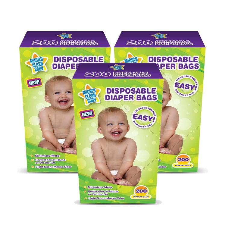 Mighty Clean Baby Disposable Diaper Bags with Light Powder Scent, 600 count - Image 1
